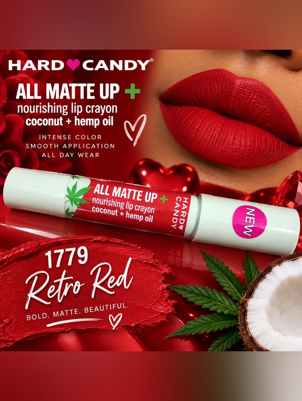 Hard Candy All Matte Up Nourishing Lip Crayon - Retro Red 1779
